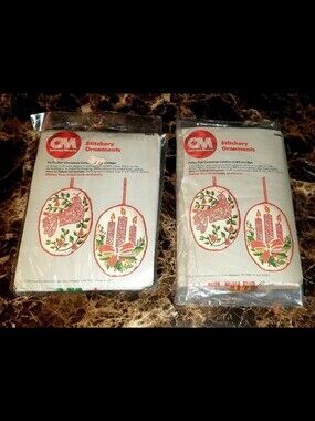 (2) Vintage Columbia Minerva Cross-Stitch Christmas Ornament Kits